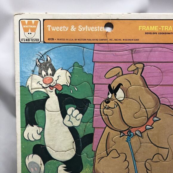 Vintage Sylvester and Tweety Frame Tray Puzzle 1977 Whitman 4512H Looney Tunes - Picture 2 of 14